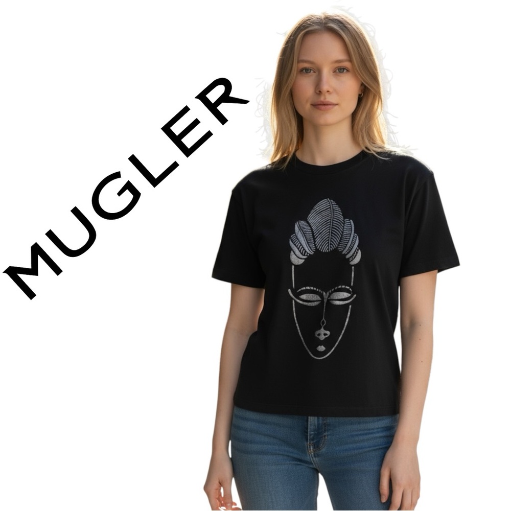 Mugler Black Artistic Face Tee